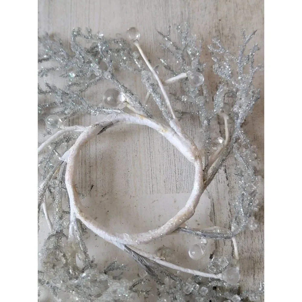 Mini white silver snow tree‎ wreath ornament Xmas decor